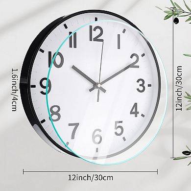 Simple Wall Clock, Big Numerals, Silent Non-Ticking Modern Battery Operated, 12x12x1.6 Inch