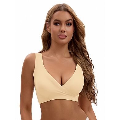 Women's Nursing Bra Crossover Push Up Wirefree Sleep Breastfeeding Comfortable Maternity Bralette
