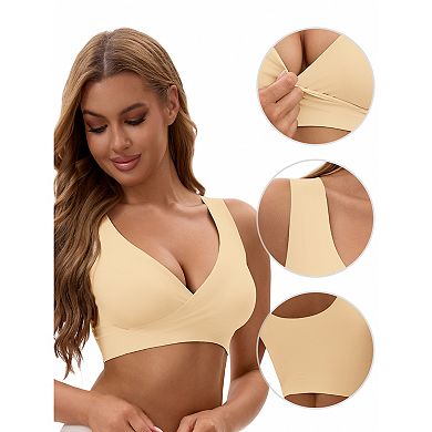 Women's Nursing Bra Crossover Push Up Wirefree Sleep Breastfeeding Comfortable Maternity Bralette