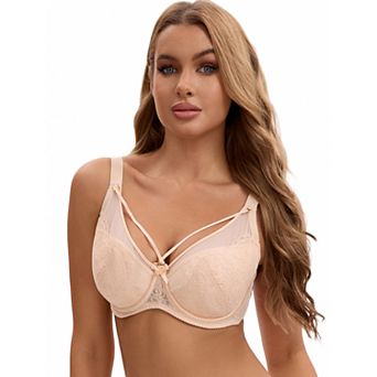 Women's Lace Mesh Full Coverage Underwire Soft Cup Light and Breathable Push Up Bras