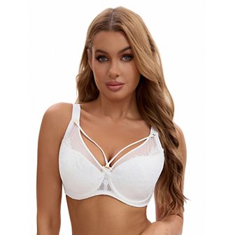 Women's Lace Mesh Full Coverage Underwire Soft Cup Light and Breathable Push Up Bras