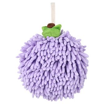 Absorbent Fluffy Chenille Ball Hand Towel, 1 pc Fuzzy Towel with Wall Hook 6"x6"