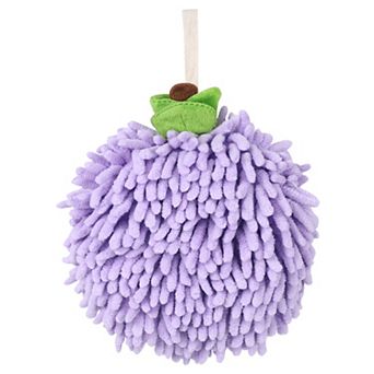 Absorbent Fluffy Chenille Ball Hand Towel, 1 pc Fuzzy Towel with Wall Hook 6"x6"