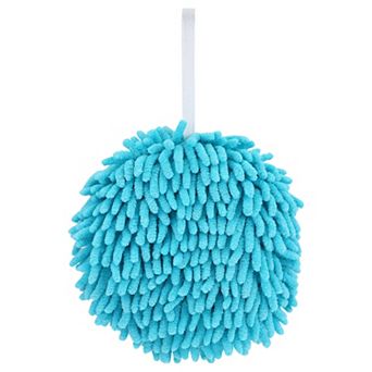 Absorbent Fluffy Chenille Ball Hand Towel, 1 pc Fuzzy Towel with Wall Hook 6"x6"