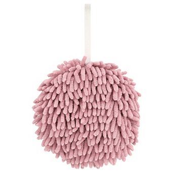Absorbent Fluffy Chenille Ball Hand Towel, 1 pc Fuzzy Towel with Wall Hook 6"x6"