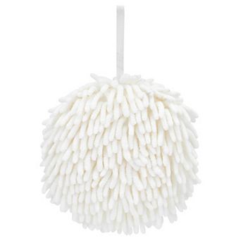 Absorbent Fluffy Chenille Ball Hand Towel, 1 pc Fuzzy Towel with Wall Hook 6"x6"