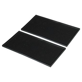 12" x 6" x 0.4" Bar Mats, 2 Pack Non-Slip Bar Service Cup Mat Countertop Spill Mat Black