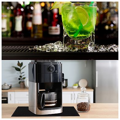 12" x 6" x 0.4" Bar Mats, 2 Pack Non-Slip Bar Service Cup Mat Countertop Spill Mat Black