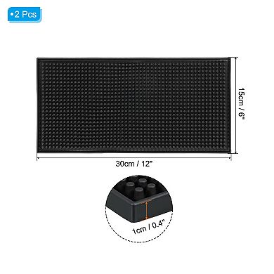 12" x 6" x 0.4" Bar Mats, 2 Pack Non-Slip Bar Service Cup Mat Countertop Spill Mat Black
