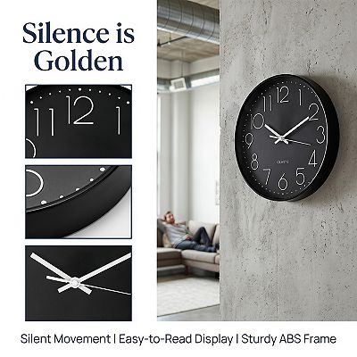 Simple Wall Clock, Big Number, Silent Non-Ticking Modern Battery