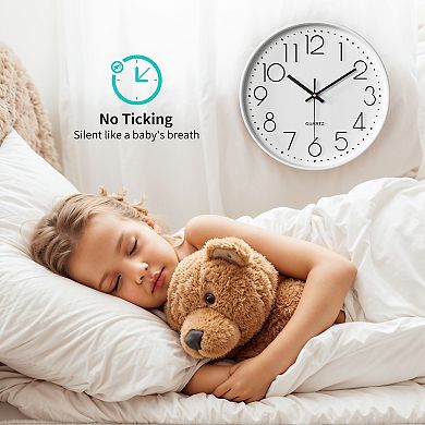 Simple Wall Clock, Big Number, Silent Non-Ticking Modern Battery Operated, 12x12 x1.8 Inch