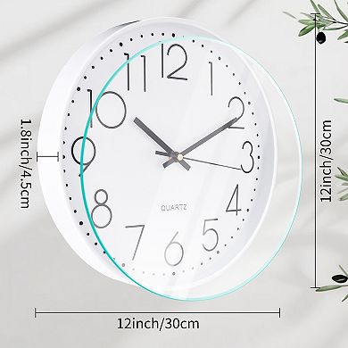 Simple Wall Clock, Big Number, Silent Non-Ticking Modern Battery Operated, 12x12 x1.8 Inch