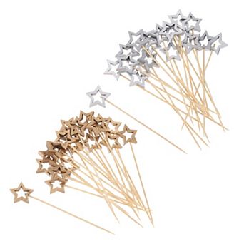 Cocktail Toothpicks, 200 pc Hollow Star Shape Long Fruit Stick Decorative Cocktail Skewers Pick