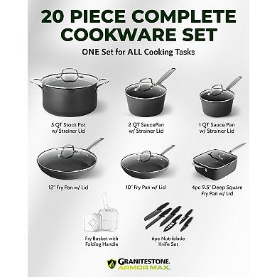 Granitestone Armor Max 20-pc. Hard Anodized Nonstick Cookware Set