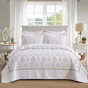 MarCielo 3 pc 100% Cotton Botanical Elegance Quilted Bedspread Set
