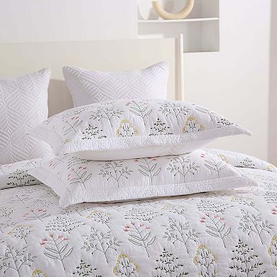MarCielo 3Pcs 100% Cotton Botanical Elegance Quilted Bedspread Set
