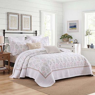 MarCielo 3Pcs 100% Cotton Botanical Elegance Quilted Bedspread Set