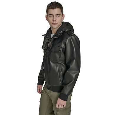 Men's Levi's® Faux Leather Hoody Racer Bomber Jacket