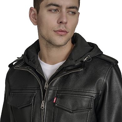 Men's Levi's® Faux Leather Hoody Racer Bomber Jacket