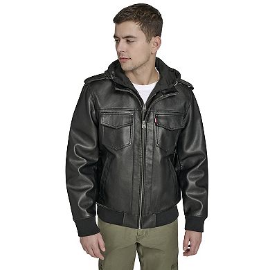 Men's Levi's® Faux Leather Hoody Racer Bomber Jacket