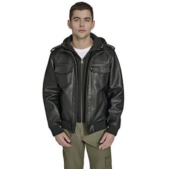Men's Levi's® Faux Leather Hoody Racer Bomber Jacket