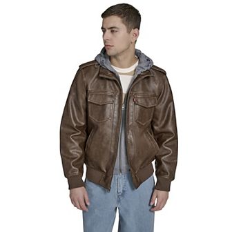 Men's Levi's® Faux Leather Hoody Racer Bomber Jacket