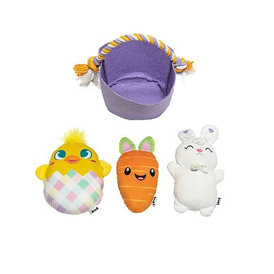 Woof Plush Easter Basket Pet Toy Set