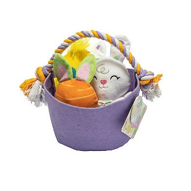 Woof Plush Easter Basket Pet Toy Set
