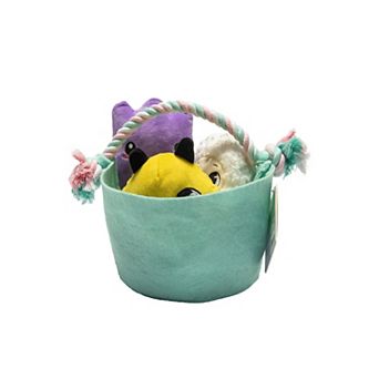Woof Plush Squeaky Dog Toy Easter Basket