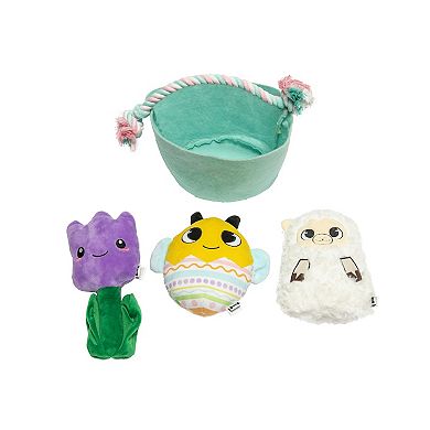 Woof Plush Squeaky Dog Toy Easter Basket