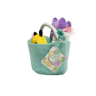 Woof Plush Squeaky Dog Toy Easter Basket