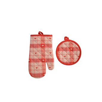 Celebrate Together™ Valentine's Day 2 pc Heart Plaid Oven Mitt & Pot Holder Set