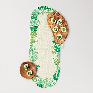 Celebrate Together St. Patrick's Day Shamrock Border Print Braid Table Runner