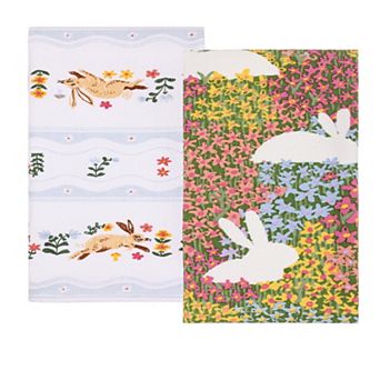 Celebrate Together™ Easter 2 pk Rabbit Floral Field Kitchen Towels