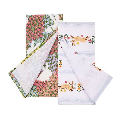 Celebrate Together Easter 2-pk. Rabbit Floral Field Kitchen Towels