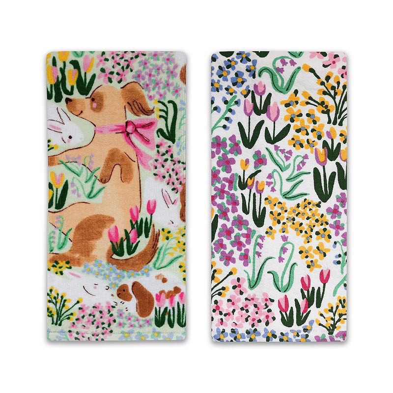 Celebrate Together™ Spring 2-pk. Dog & Flower Kitchen Towels, Multi