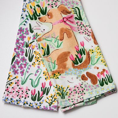 Celebrate Together Spring 2-pk. Dog & Flower Kitchen Towels