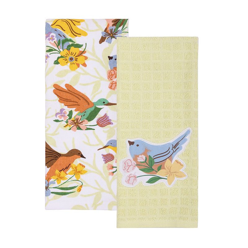 Celebrate Together™ Spring 2-pk. Bird Patch Kitchen Towels, Light Green