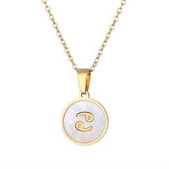 Adornia Tarnish Resistant 18k Gold Plated Mother of Pearl Zodiac Pendant Necklace