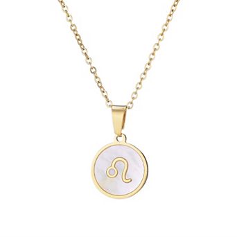 Adornia Tarnish Resistant 18k Gold Plated Mother of Pearl Zodiac Pendant Necklace