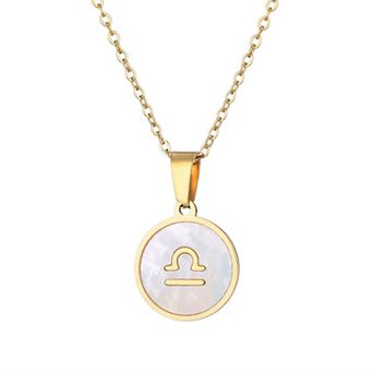 Adornia Tarnish Resistant 18k Gold Plated Mother of Pearl Zodiac Pendant Necklace
