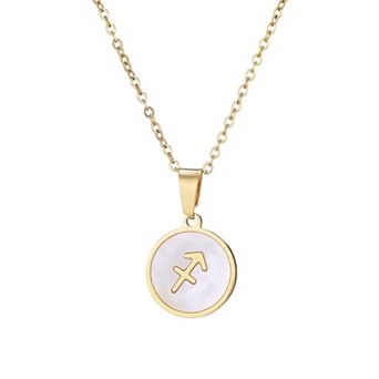 Adornia Tarnish Resistant 18k Gold Plated Mother of Pearl Zodiac Pendant Necklace
