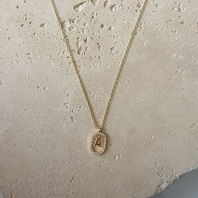 Adornia 14k Gold Flash Plated Cubic Zirconia Frame Pendant Necklace
