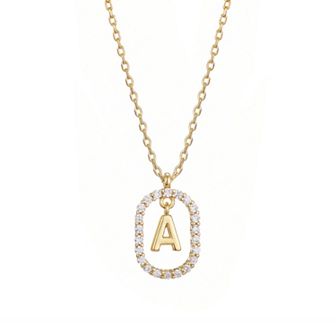 Adornia 14k Gold Flash Plated Cubic Zirconia Frame Pendant Necklace