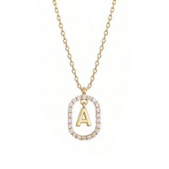 Adornia 14k Gold Flash Plated Cubic Zirconia Frame Pendant Necklace