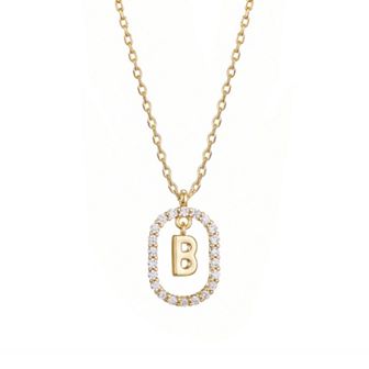 Adornia 14k Gold Flash Plated Cubic Zirconia Frame Pendant Necklace