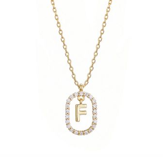 Adornia 14k Gold Flash Plated Cubic Zirconia Frame Pendant Necklace