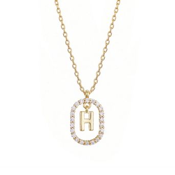 Adornia 14k Gold Flash Plated Cubic Zirconia Frame Pendant Necklace