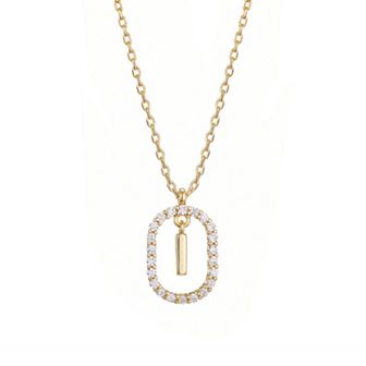 Adornia 14k Gold Flash Plated Cubic Zirconia Frame Pendant Necklace