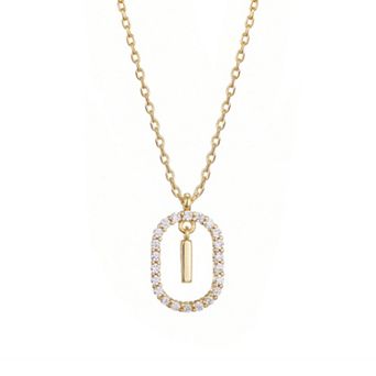 Adornia 14k Gold Flash Plated Cubic Zirconia Frame Pendant Necklace